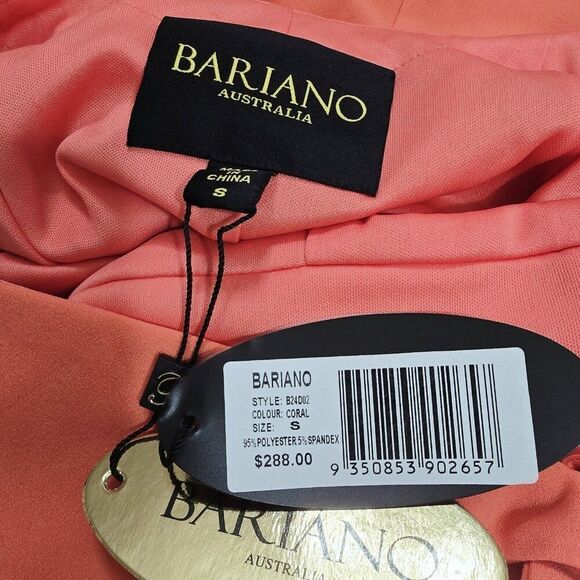 BARIANO - S Coral Front Slit Open Back Sleeveless Full Length Dress Gown - Picture 7 of 7